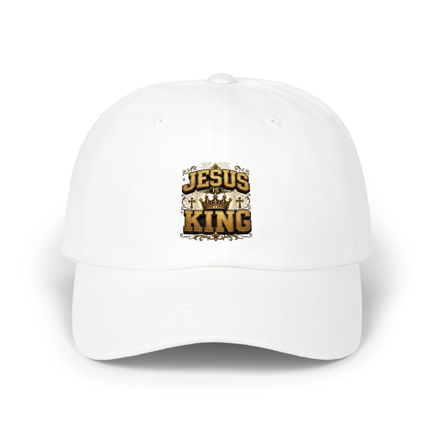 Jesus Is King Embroidered Dad Cap — Christian Baseball Hat