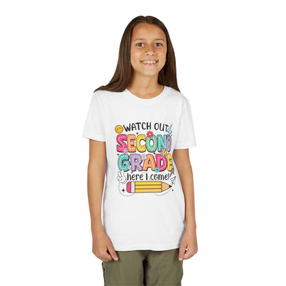 Second Grade Kids T‑Shirt – "Watch Out Second Grade Here I Come" Back‑to‑School Tee