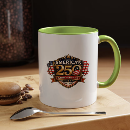 25th Anniversary America Accent Coffee Mug — Patriotic Flag Keepsake (11/15 oz)