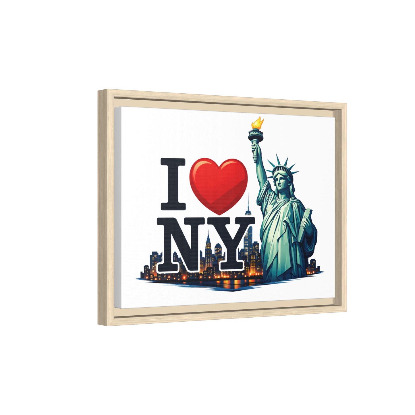 I Love NY Statue of Liberty Matte Framed Canvas