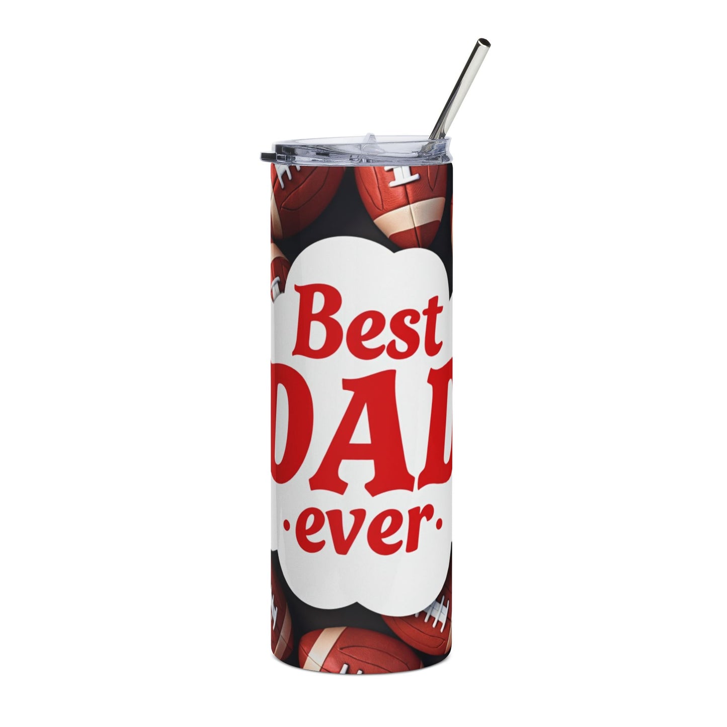 Best Dad Ever Football 20oz Stainless Steel Tumbler