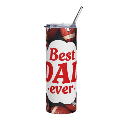 Best Dad Ever Football 20oz Stainless Steel Tumbler