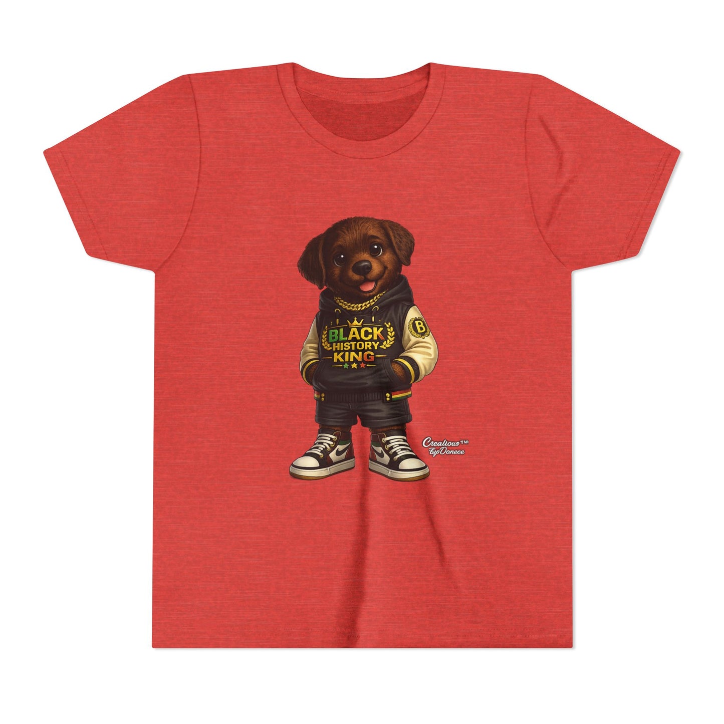 Youth Tee — 'Black History King' Puppy Graphic Shirt