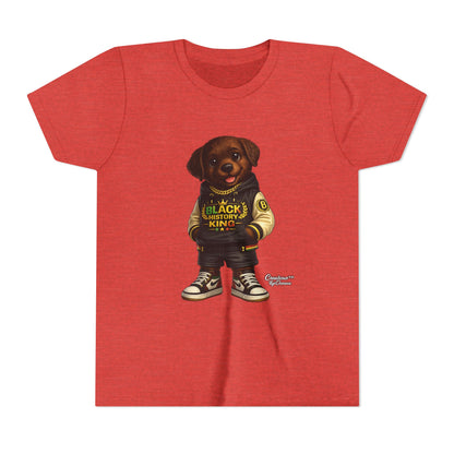 Youth Tee — 'Black History King' Puppy Graphic Shirt