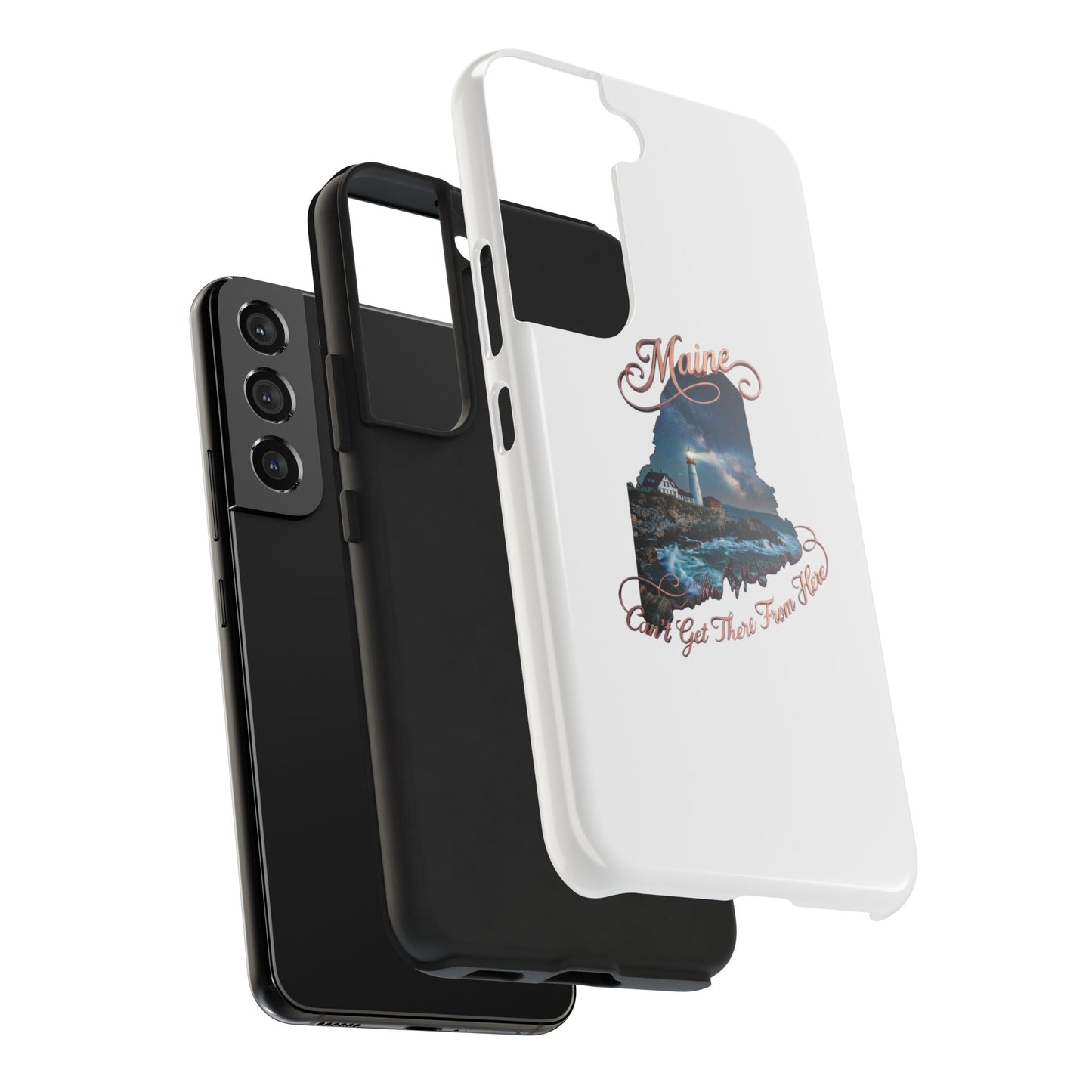 Maine Lighthouse Tough Phone Case — "Can't Get There From Here" State Silhouette