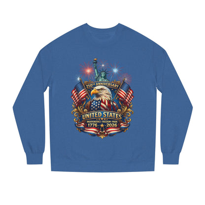 250th Anniversary United States Sweatshirt — Patriotic Eagle, Flags & Fireworks (1776–2026)