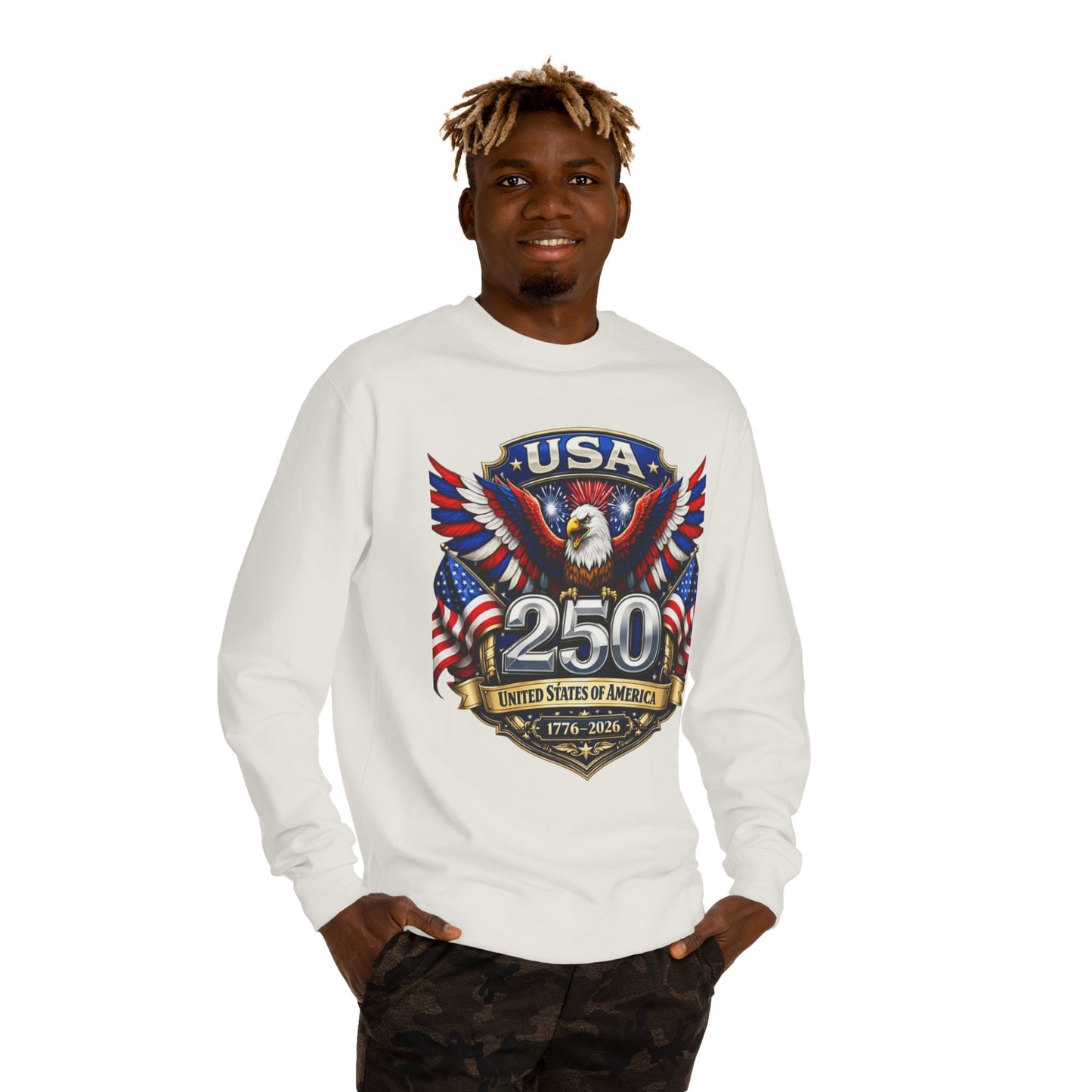 USA 250th Anniversary Sweatshirt — Patriotic Eagle 1776–2026 Crewneck