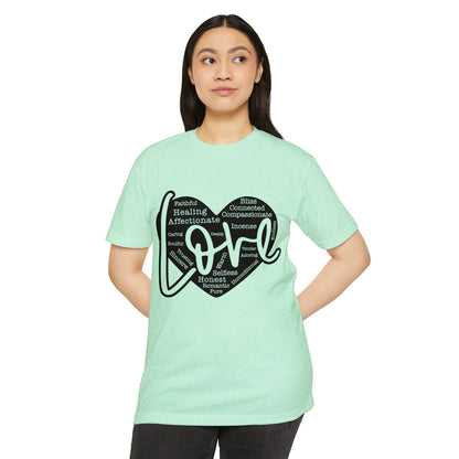 Love Heart Wordcloud T-Shirt — Positive Words Graphic Tee