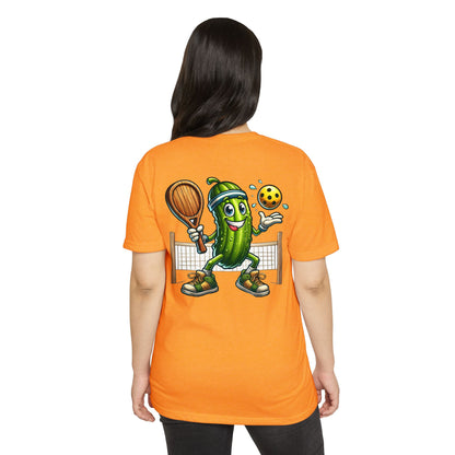 Pickleball Pickle T-Shirt — Cute Cartoon Pickle Playing Pickleball Tee