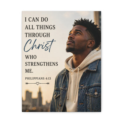 Philippians 4:13 Stretched Canvas – 'I Can Do All Things Through Christ' Inspirational Wall Art