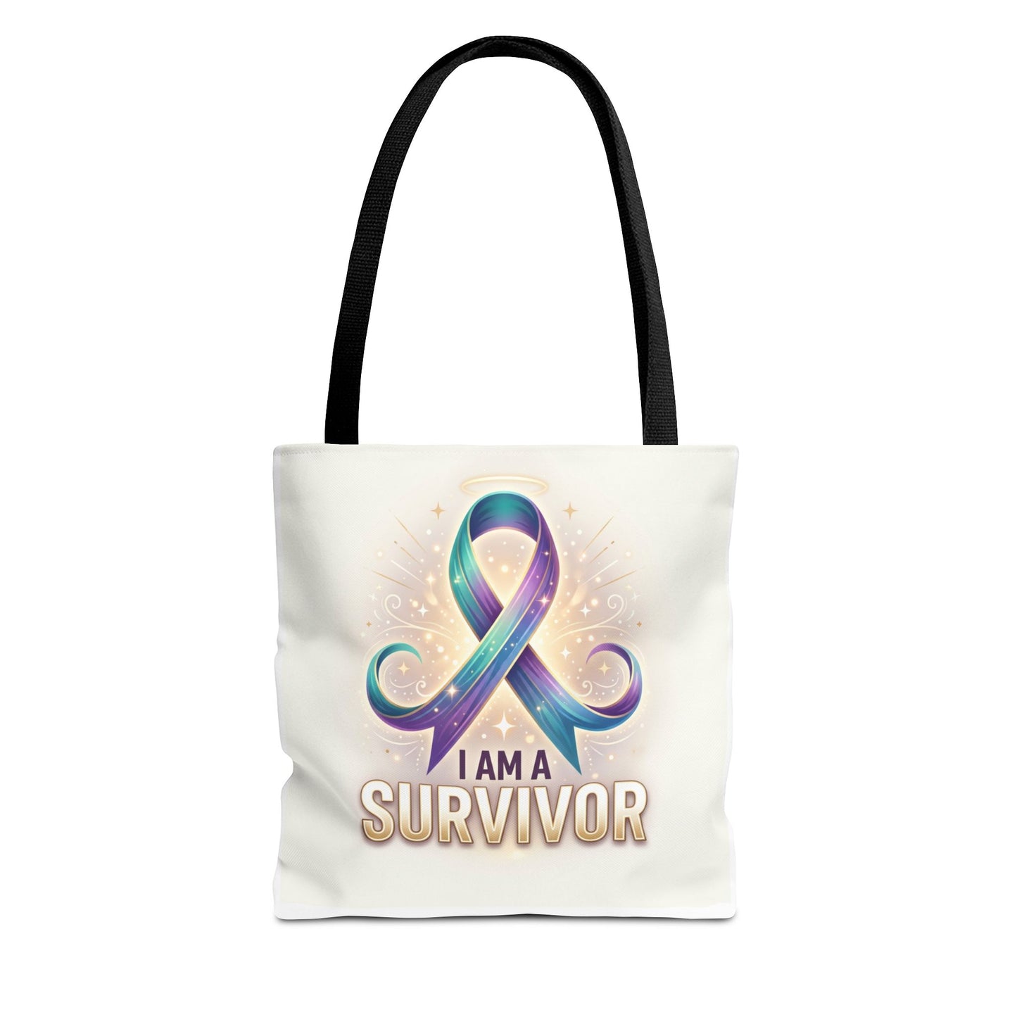 Survivor Ribbon Tote Bag - "I Am a Survivor" Awareness Reusable Shopper