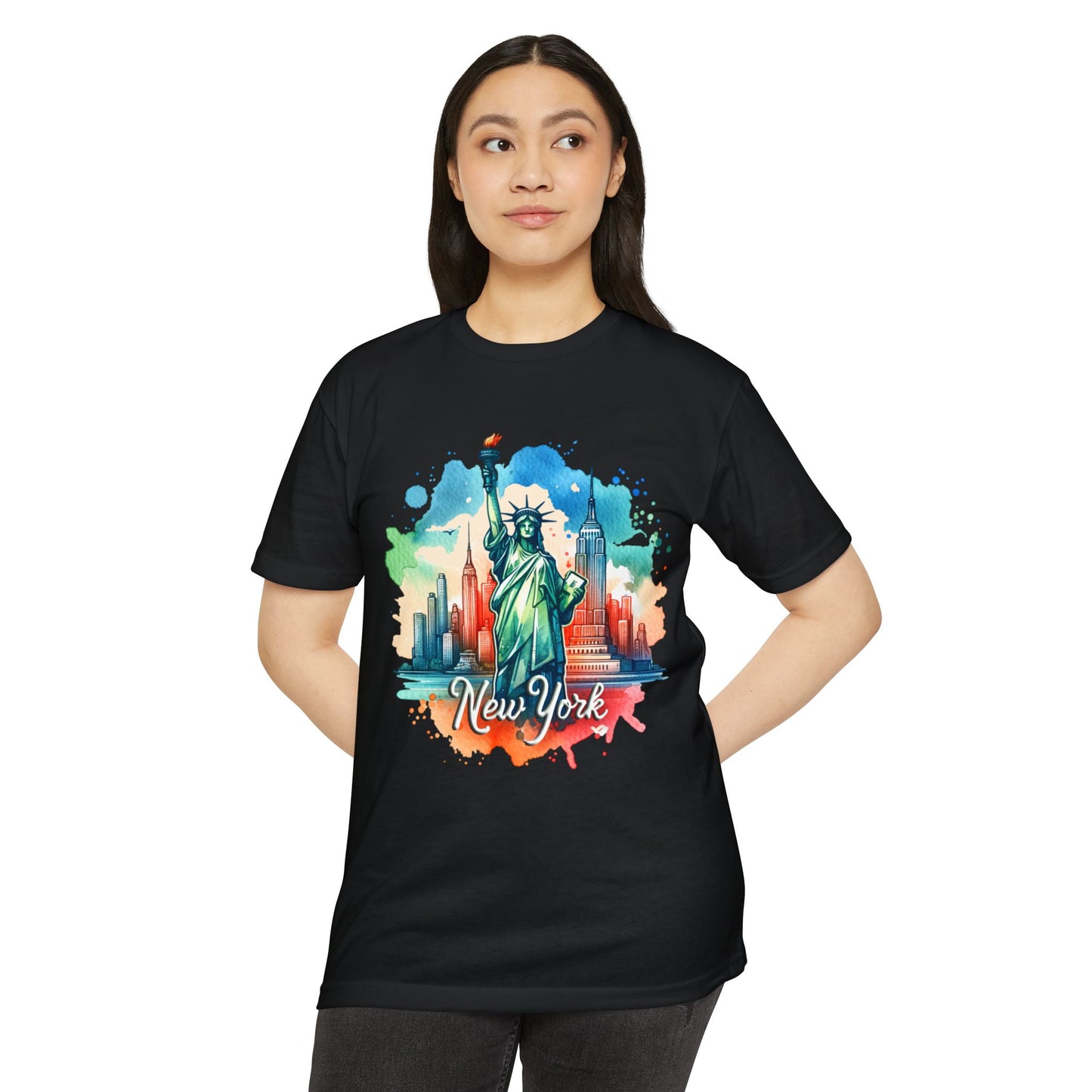 New York Watercolor Statue of Liberty T-Shirt