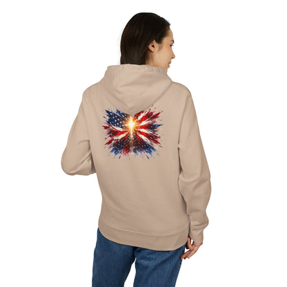 American Flag Explosion Hoodie — Patriotic Firework Pullover