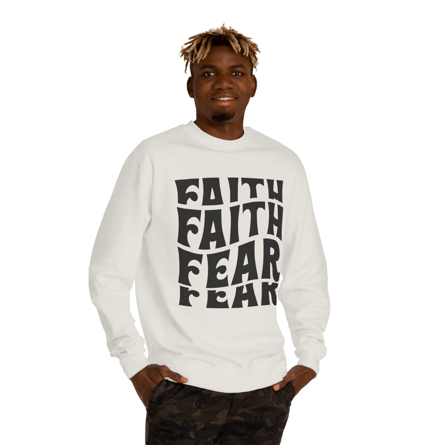 Faith Over Fear Crewneck Sweatshirt — Retro Graphic Faith Tee