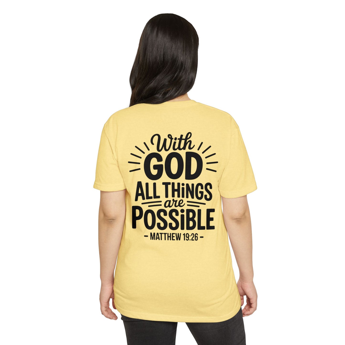 With God All Things Are Possible T-Shirt — Matthew 19:26 Christian Faith Tee
