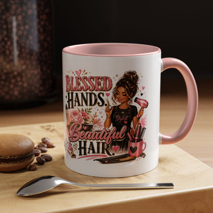 Blessed Hands Beautiful Hair Coffee Mug — Stylist Barber Hairdresser Gift