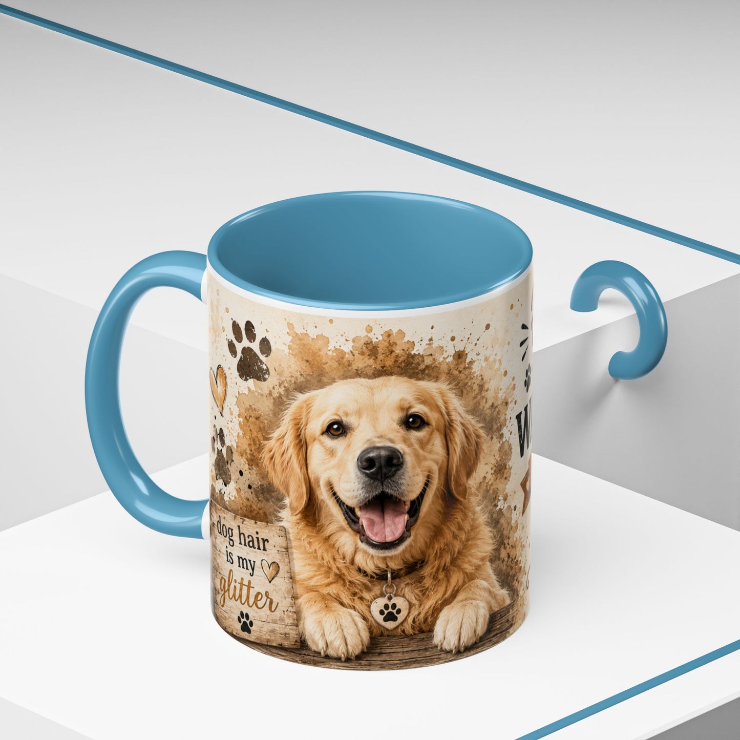 Dog Lover Coffee Mug — "Happiness is a Wet Nose, Wagging Tail" Accent Mug