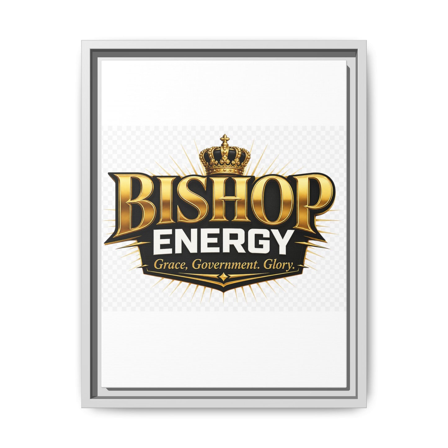 Framed Canvas Art - "Bishop Energy" Gold Crown Logo (Matte)