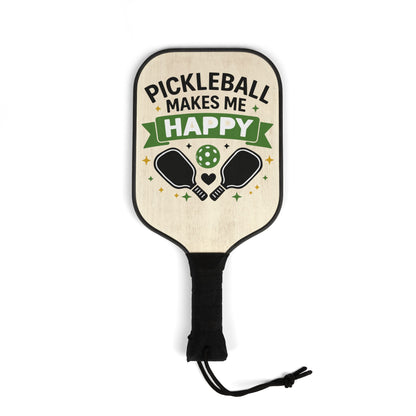 Pickleball Paddle Set – “Pickleball Makes Me Happy” Design (2 Paddles + Balls)