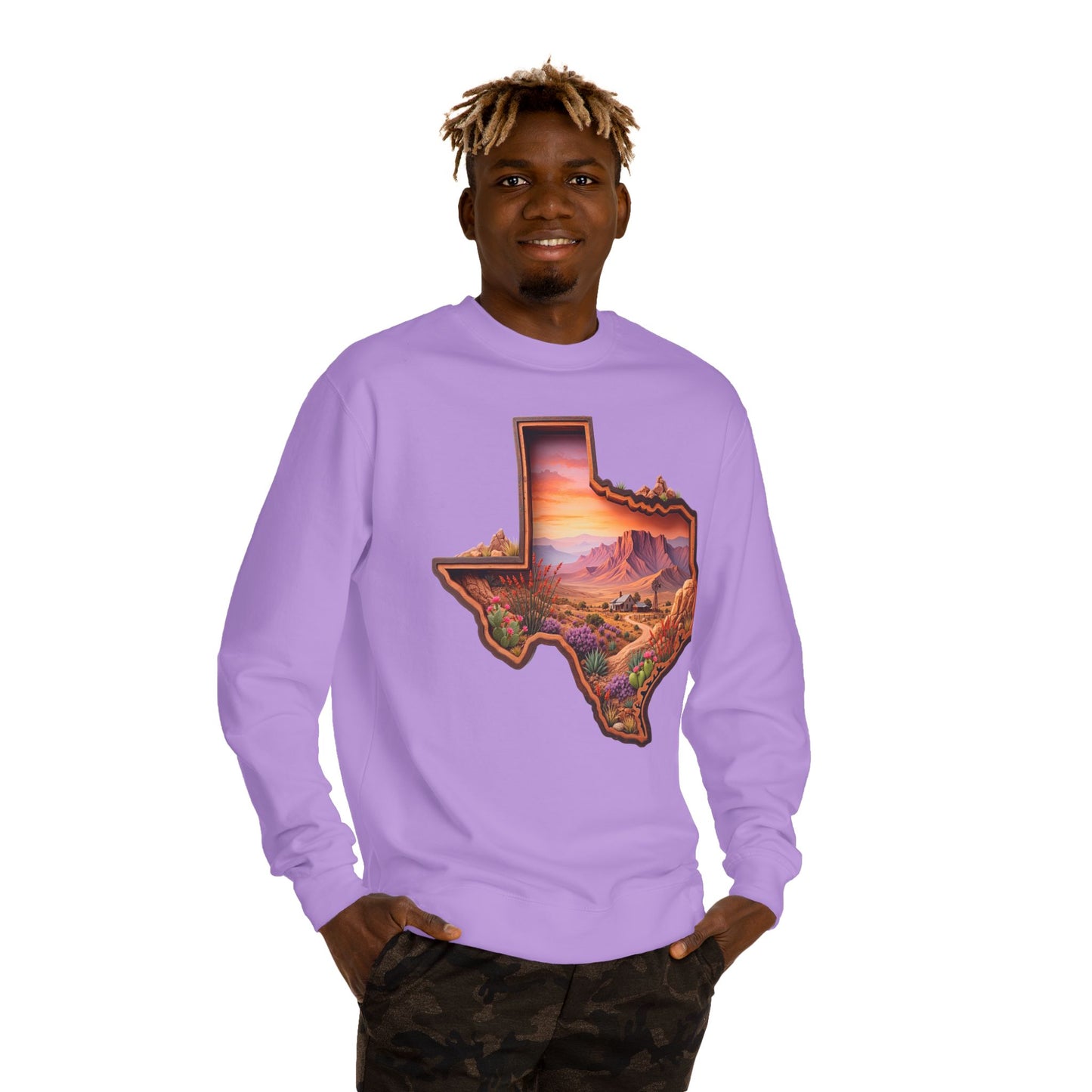 Texas Sunset Crewneck Sweatshirt — Scenic Lone Star State Landscape
