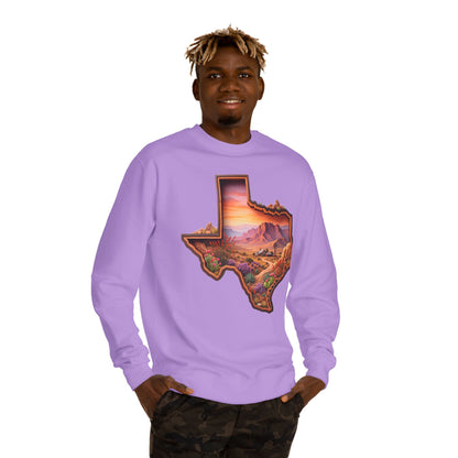 Texas Sunset Crewneck Sweatshirt — Scenic Lone Star State Landscape