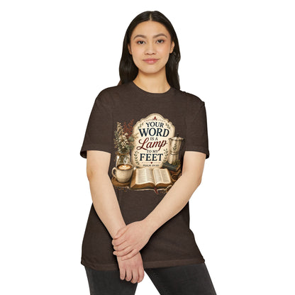 Bible Verse T-Shirt — "Your Word Is a Lamp to My Feet" Inspirational Christian Tee