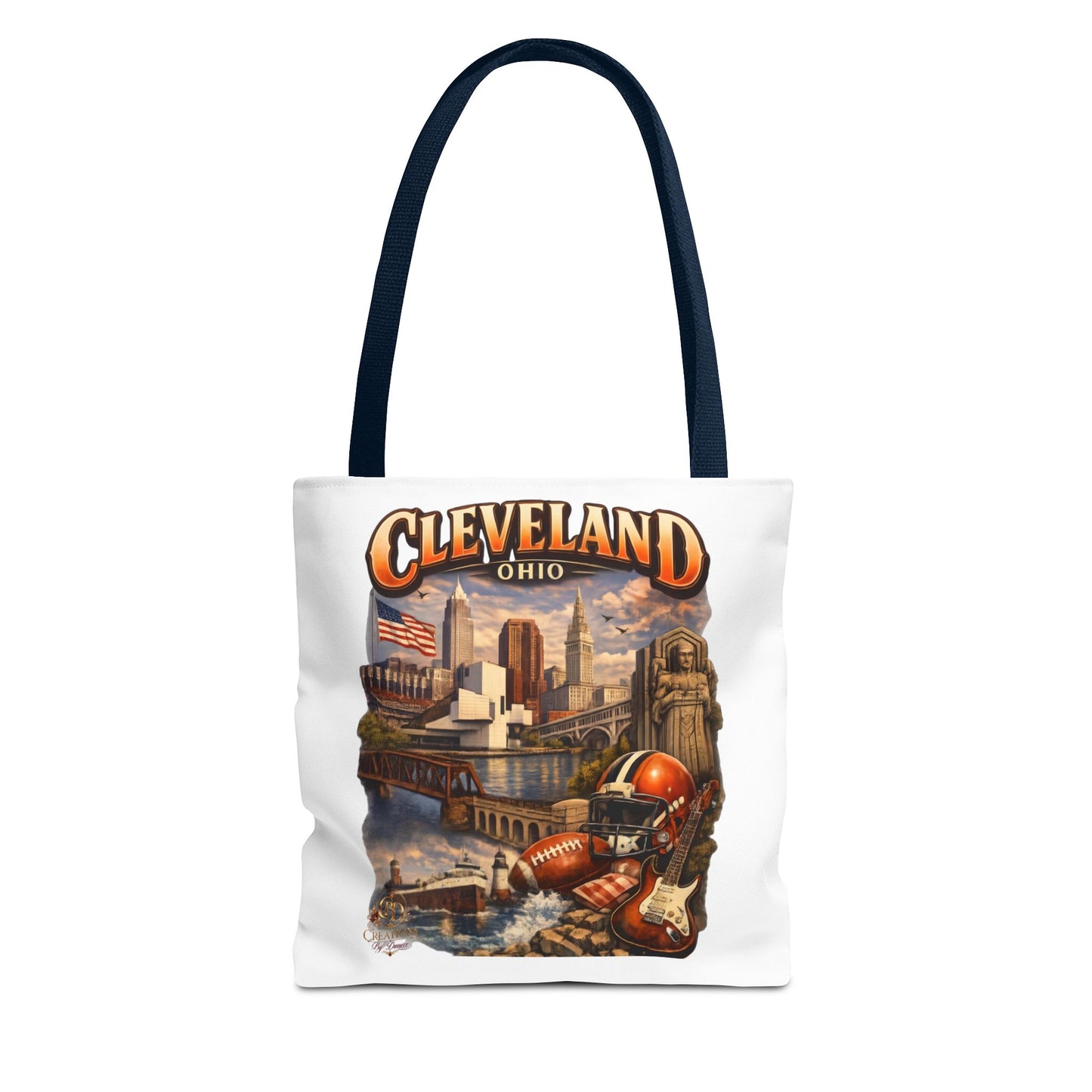 Cleveland Cityscape Tote Bag — Vintage Ohio Skyline & Sports Montage