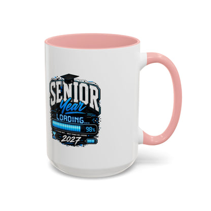 Senior Year Loading 2027 Accent Coffee Mug — Graduation Gift Cup (11/15oz)