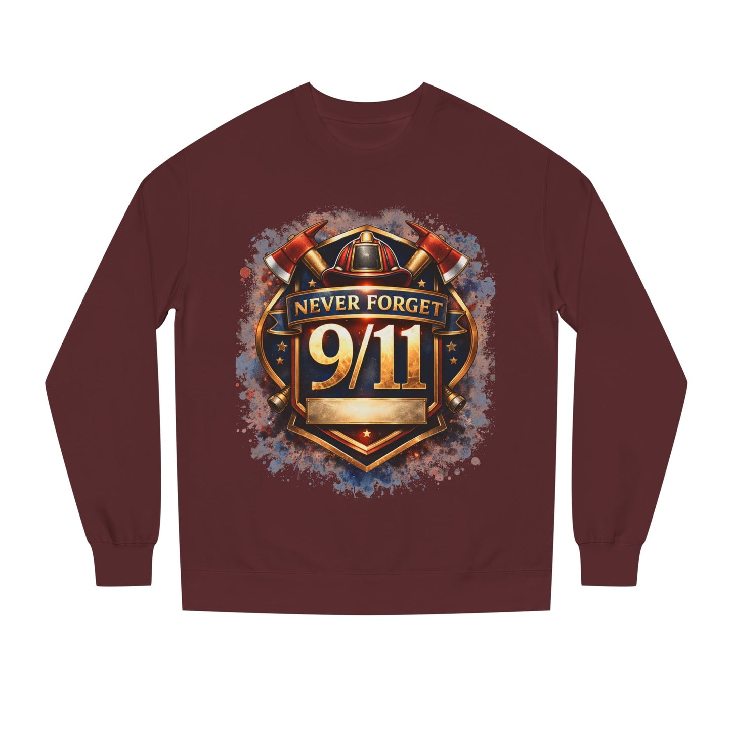 Never Forget 9/11 Sweatshirt — Memorial Firefighter Tribute Crewneck