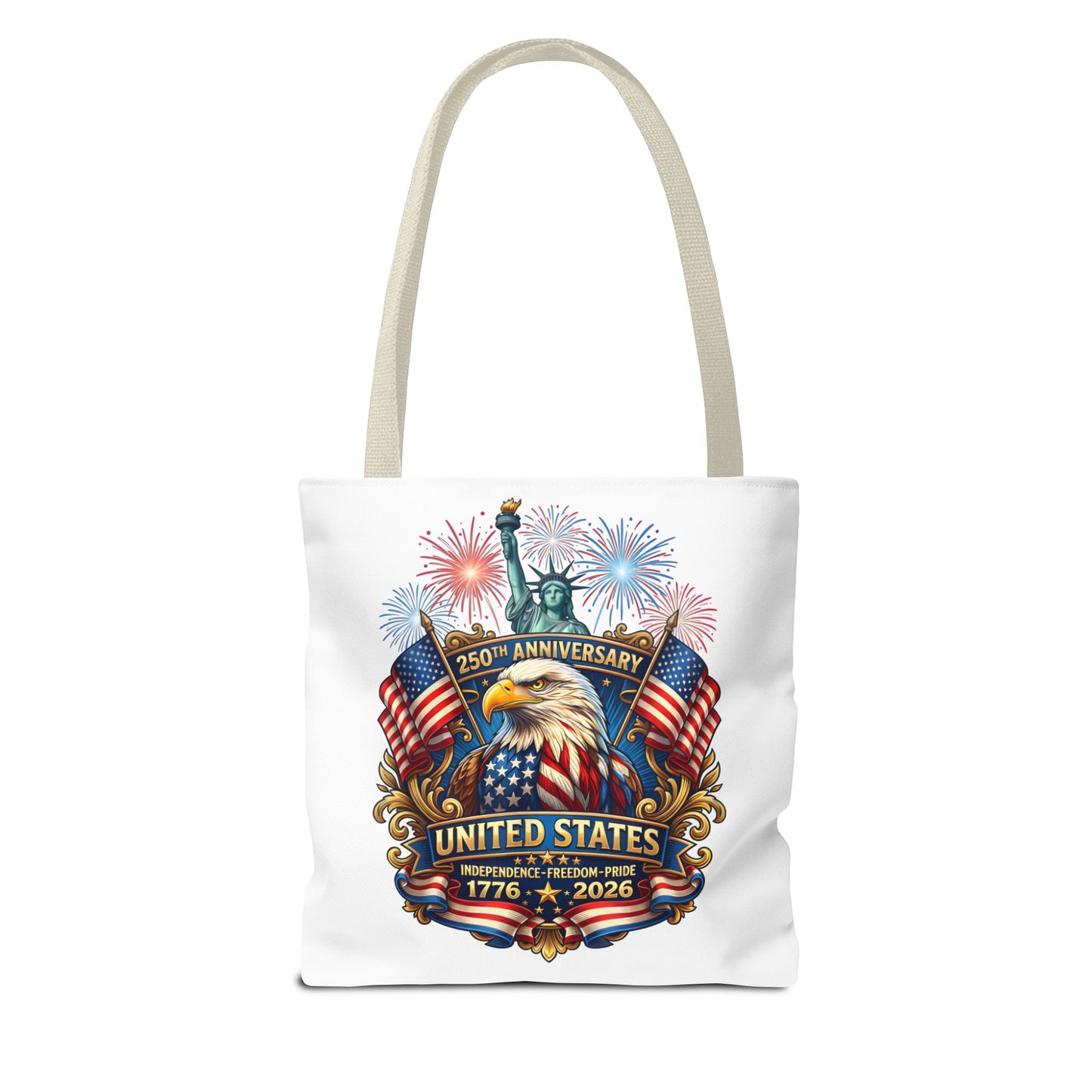 United States 250th Anniversary Tote Bag — Patriotic Eagle & Fireworks 1776–2026
