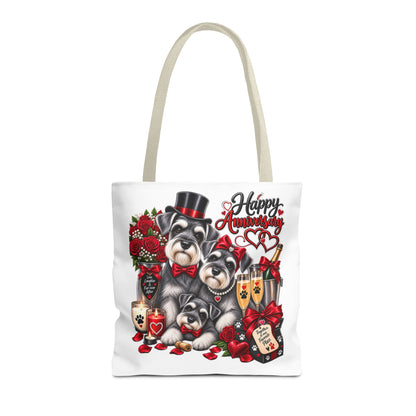 Anniversary Schnauzer Tote Bag — "Happy Anniversary" Romantic Floral Gift