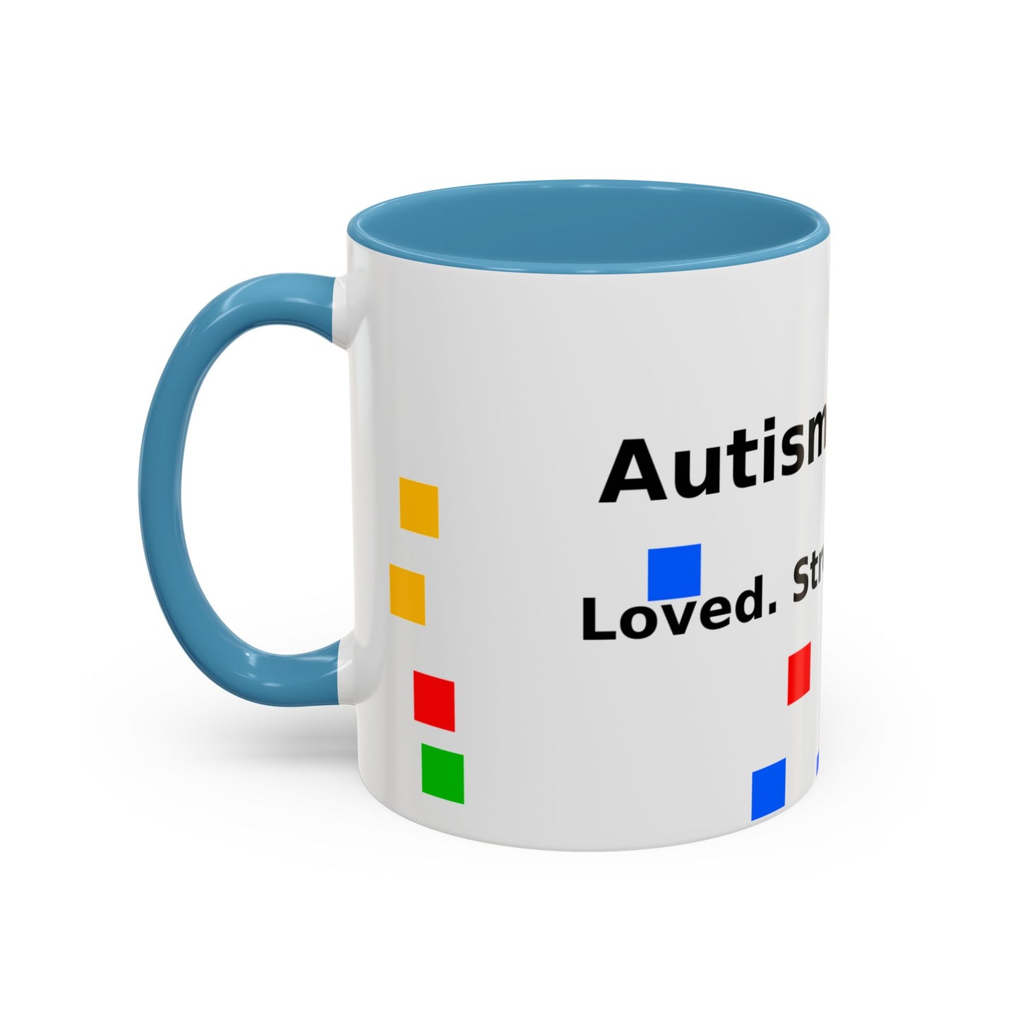 Autism Warrior Accent Coffee Mug – Bold Puzzle Pieces, Proud. Strong. Unique. (11/15oz)