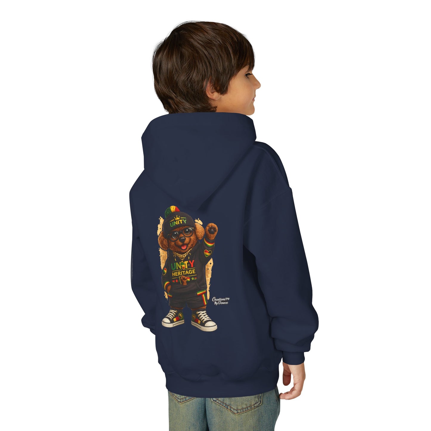 Youth Hoodie — Cool Rasta Bear Graphic Kids Sweatshirt