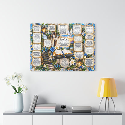 Scripture Canvas Wall Art — John 3:16 & Favorite Bible Verses Decorative Print