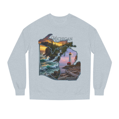 Michigan Lakes State Sweatshirt — Lighthouse & Great Lakes Scenic Pullover