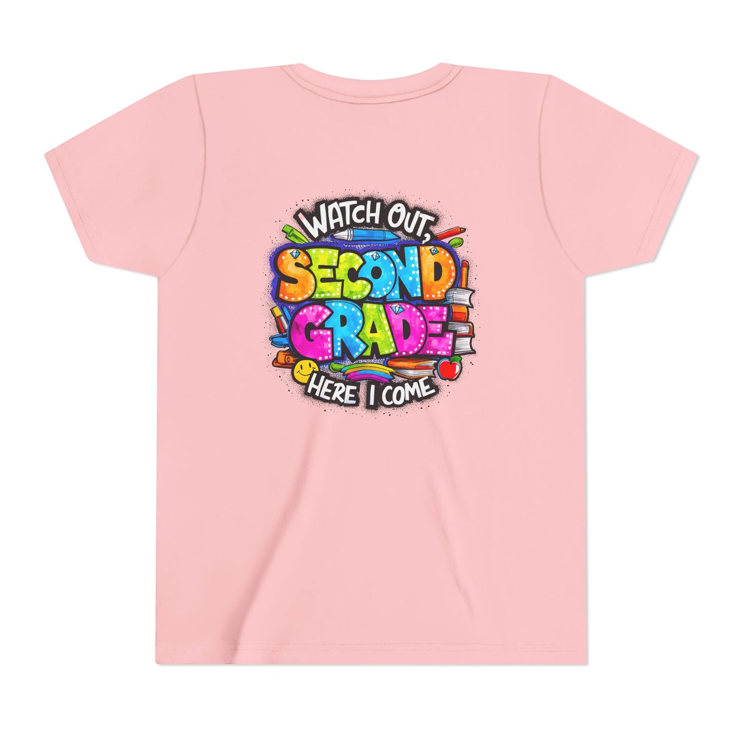 Second Grade Kids Tee - "Watch Out Second Grade Here I Come" Colorful Back-to-School Shirt