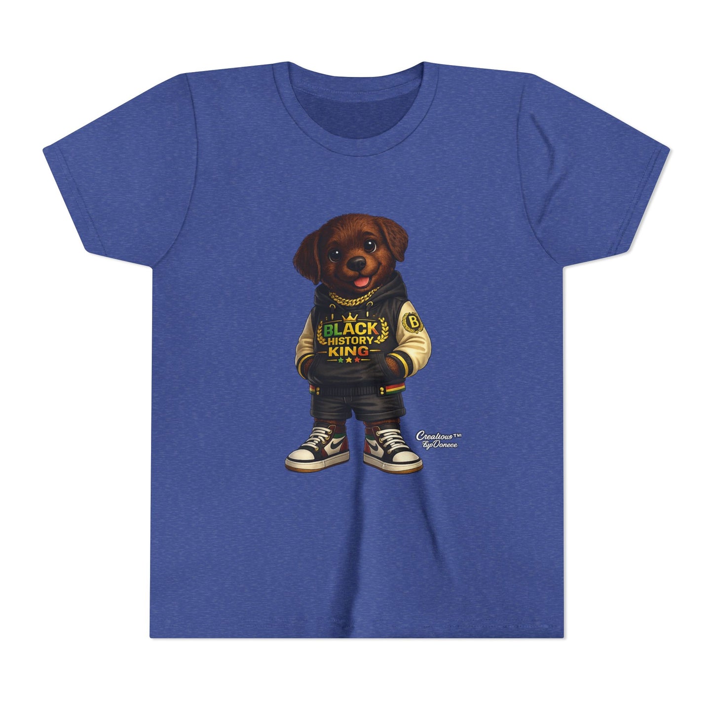 Youth Tee — 'Black History King' Puppy Graphic Shirt