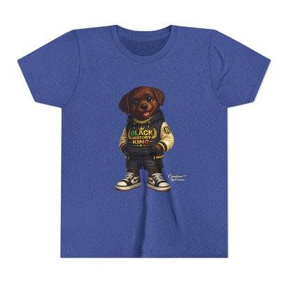 Youth Tee — 'Black History King' Puppy Graphic Shirt