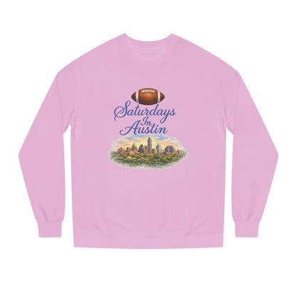 Saturdays in Austin Crewneck Sweatshirt — Floral Football City Skyline Design