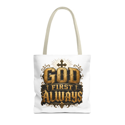 God First Always Tote Bag — Christian Faith Inspirational Canvas Tote