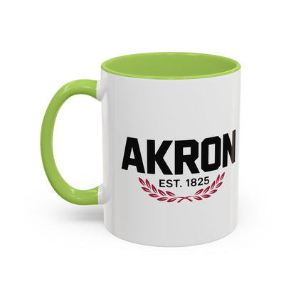 Akron Est. 1825 Accent Coffee Mug — Vintage City Pride Ceramic Mug