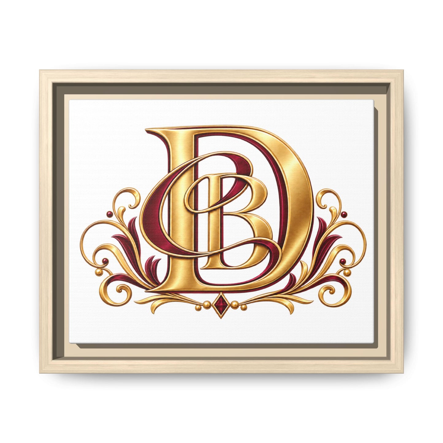 Monogram Letter D Canvas Print — Framed Matte Wall Art