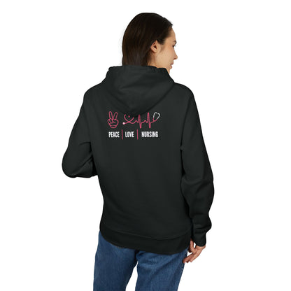 Peace Love Nursing Hoodie — Nurse Pullover with Peace Sign, Heartbeat & Heart Design