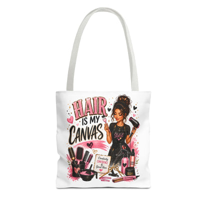 Hair Is My Canvas Tote Bag — Stylist Makeup Artist Cosmetic Accessories Tote