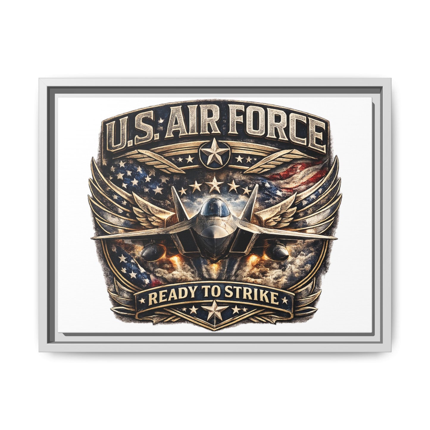 U.S. Air Force Framed Canvas Print – "Ready to Strike" Military Wall Art