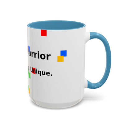 Autism Warrior Accent Coffee Mug – Bold Puzzle Pieces, Proud. Strong. Unique. (11/15oz)