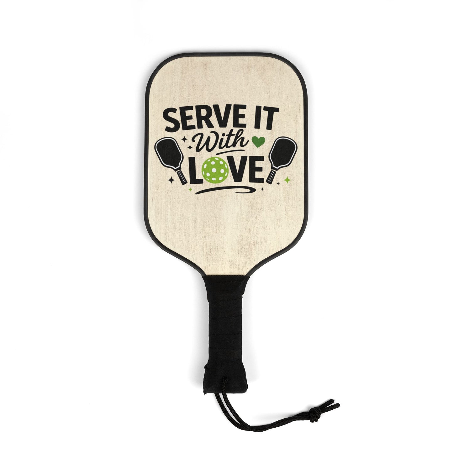 Pickleball Paddle Set - "Serve It With Love" Lightweight Wooden Paddles with Balls