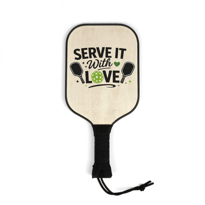 Pickleball Paddle Set - "Serve It With Love" Lightweight Wooden Paddles with Balls