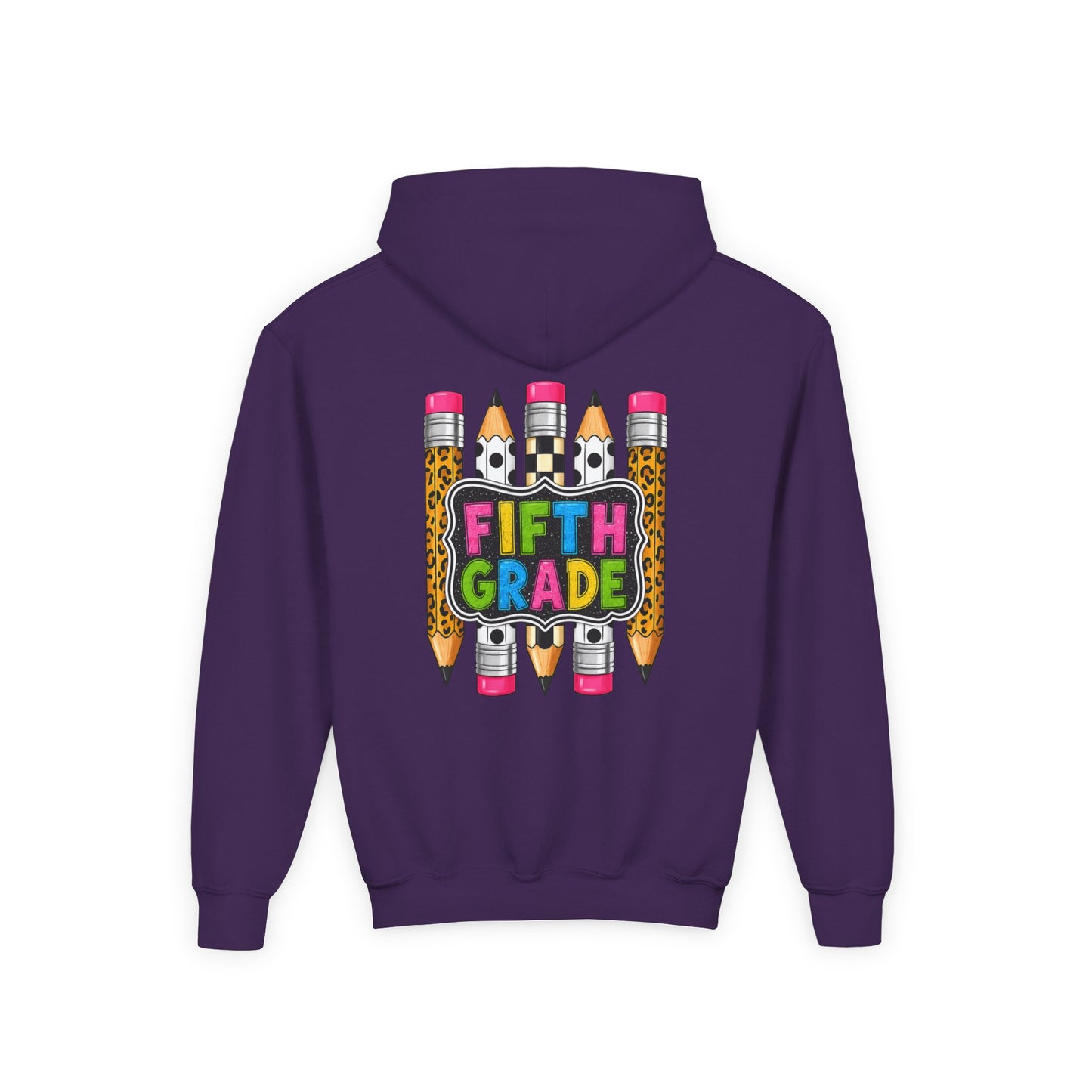Fifth Grade Kids Hoodie — Colorful Pencil Back‑to‑School Sweatshirt for Students