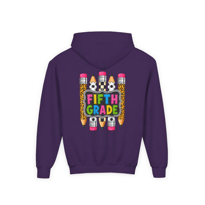 Fifth Grade Kids Hoodie — Colorful Pencil Back‑to‑School Sweatshirt for Students